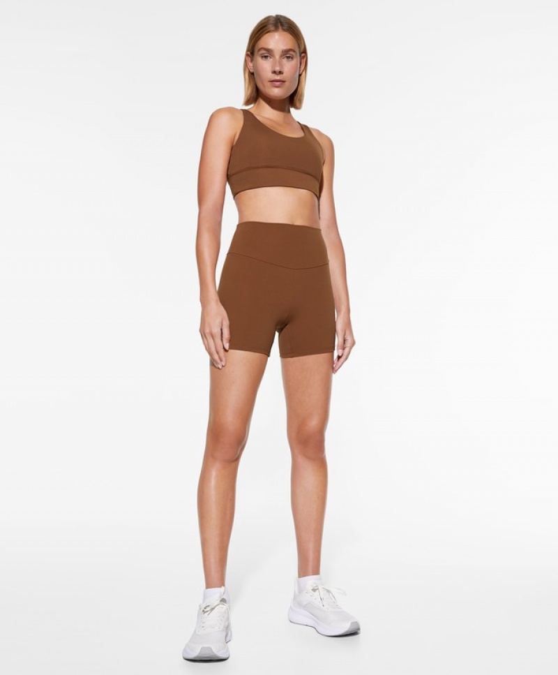 Brand New with tags, Oysho Light Support Yoga Bra, Brown beige, Size XS,  Women's Fashion, Activewear on Carousell